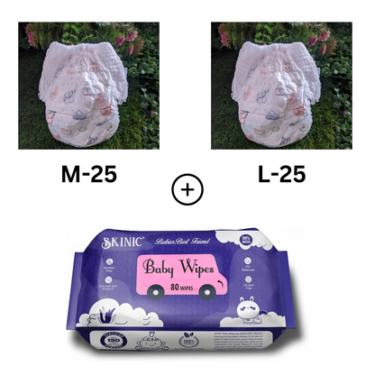 Baby Diaper Combo (M25+L25+Wipes)